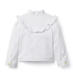 Janie and Jack Jackets & Coats-Denim Ruffle Jacket white