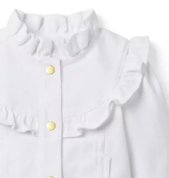 Janie and Jack Jackets & Coats-Denim Ruffle Jacket white