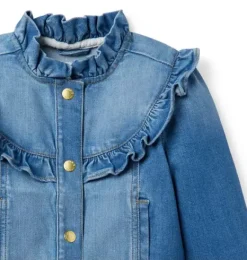 Janie and Jack Jackets & Coats-Denim Ruffle Jacket In sadie medium wash