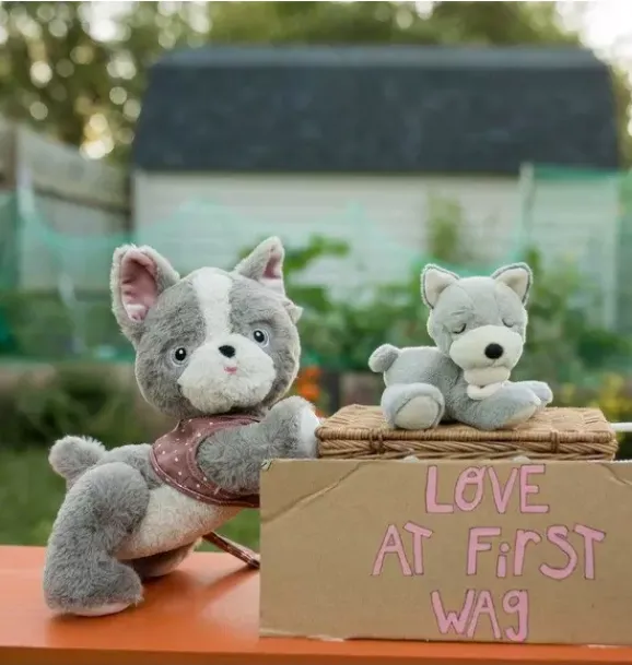 Janie and Jack Stuffed Animals-Dinkum Dog Gizmo - grey