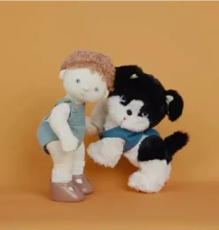 Janie and Jack Stuffed Animals-Dinkum Dogs - Lucky Blk/White black