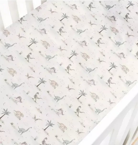 Janie and Jack Sheets|Nursery-Dino Dreams Crib Sheet - sage