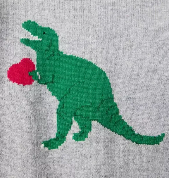 Janie and Jack Sweaters & Sweatshirts-Dinosaur Heart Sweater classic grey heather