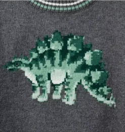 Janie and Jack Sweaters & Sweatshirts-Dinosaur Sweater charcoal heather