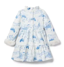 Janie and Jack Dresses-Disney Frozen Toile Dress cream and sugar frozen toile