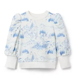 Janie and Jack Sweaters & Sweatshirts-Disney Frozen Toile Sweatshirt cream and sugar frozen toile