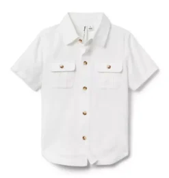 Janie and Jack Disney Mickey Mouse Safari|Shirts-Disney Mickey Mouse Cargo Shirt jet ivory