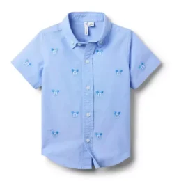 Janie and Jack Shirts-Disney Mickey Mouse Embroidered Oxford Shirt ocean air mickey mouse