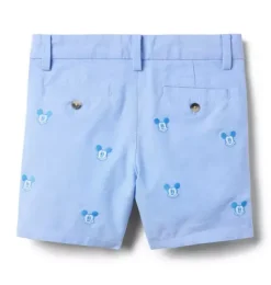 Janie and Jack Shorts-Disney Mickey Mouse Embroidered Oxford Short ocean air mickey mouse