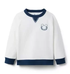 Janie and Jack Sweaters & Sweatshirts|Matching Sets-Disney Mickey Mouse French Terry Sweatshirt jet ivory