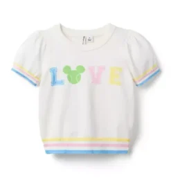 Janie and Jack Sweaters & Sweatshirts-Disney Mickey Mouse Love Sweater Top white