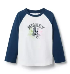 Janie and Jack Tees-Disney Mickey Mouse Raglan Baseball Tee navy