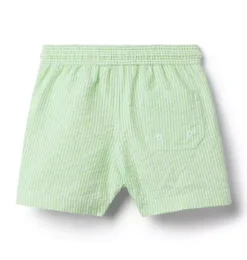 Janie and Jack Swim|Swim Trunks-Disney Mickey Mouse Recycled Swim Trunk light green stripe