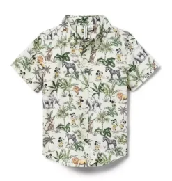 Janie and Jack Disney Mickey Mouse Safari|Swim Outfits-Disney Mickey Mouse Safari Poplin Shirt freshwater pearl mickey mouse safari