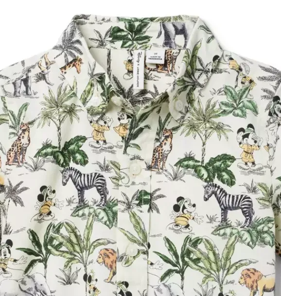 Janie and Jack Disney Mickey Mouse Safari|Swim Outfits-Disney Mickey Mouse Safari Poplin Shirt freshwater pearl mickey mouse safari