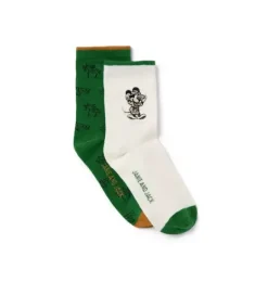 Janie and Jack Socks|Disney Mickey Mouse Safari-Disney Mickey Mouse Sock 2-Pack ivy green mickey mouse and jet ivory
