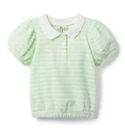 Janie and Jack Short Sleeve Tops-Disney Mickey Mouse Striped Polo spring green stripe