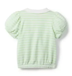 Janie and Jack Short Sleeve Tops-Disney Mickey Mouse Striped Polo spring green stripe