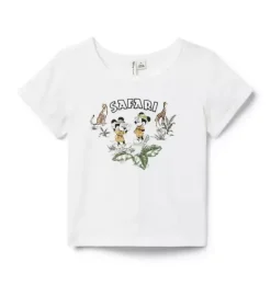 Janie and Jack Disney Mickey Mouse Safari|Short Sleeve Tops-Disney Minnie Mouse Safari Tee white