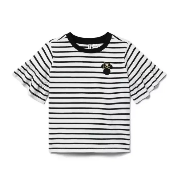 Janie and Jack Short Sleeve Tops|Disney Mickey Mouse Safari-Disney Minnie Mouse Striped Ruffle Top jj black stripe