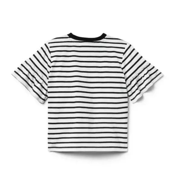 Janie and Jack Short Sleeve Tops|Disney Mickey Mouse Safari-Disney Minnie Mouse Striped Ruffle Top jj black stripe
