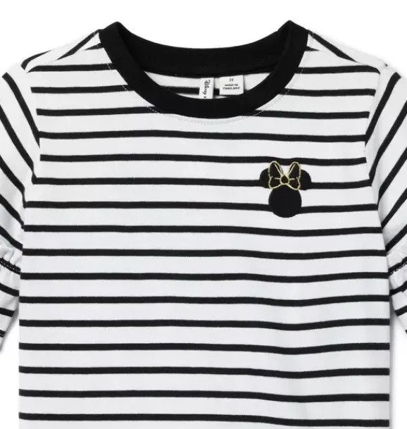 Janie and Jack Short Sleeve Tops|Disney Mickey Mouse Safari-Disney Minnie Mouse Striped Ruffle Top jj black stripe