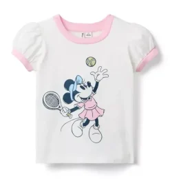 Janie and Jack Short Sleeve Tops-Disney Minnie Mouse Tennis Tee white
