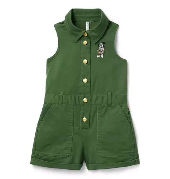 Janie and Jack Disney Mickey Mouse Safari|Rompers & Jumpsuits-Disney Minnie Mouse Twill Romper soft forest green