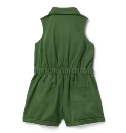 Janie and Jack Disney Mickey Mouse Safari|Rompers & Jumpsuits-Disney Minnie Mouse Twill Romper soft forest green