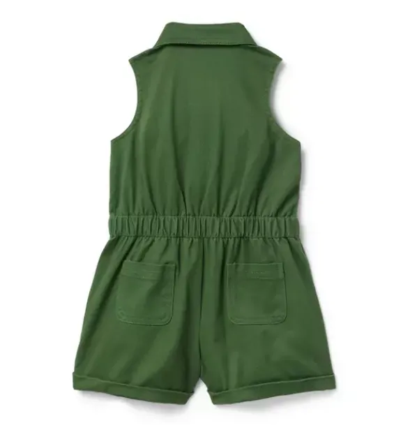 Janie and Jack Disney Mickey Mouse Safari|Rompers & Jumpsuits-Disney Minnie Mouse Twill Romper soft forest green