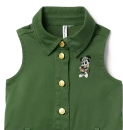 Janie and Jack Disney Mickey Mouse Safari|Rompers & Jumpsuits-Disney Minnie Mouse Twill Romper soft forest green
