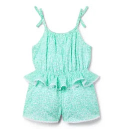 Janie and Jack Rompers & Jumpsuits-Ditsy Floral Peplum Romper fresh mint ditsy floral