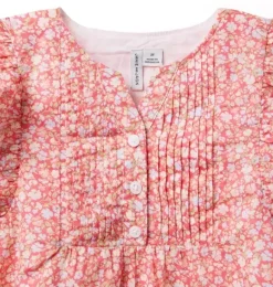 Janie and Jack Swim Outfits|Dresses-Ditsy Floral Pintuck Dress coral red ditsy floral