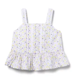 Janie and Jack Matching Sets|Sleeveless Tops-Ditsy Floral Pintuck Top white ditsy floral