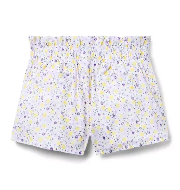 Janie and Jack Matching Sets|Skirts & Shorts-Ditsy Floral Pleated Paperbag Waist Short white ditsy floral