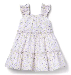 Janie and Jack Dresses-Ditsy Floral Ruffle Strap Dress white ditsy floral