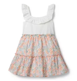 Janie and Jack Dresses|Swim Outfits-Ditsy Floral Ruffle Tiered Dress white ditsy floral