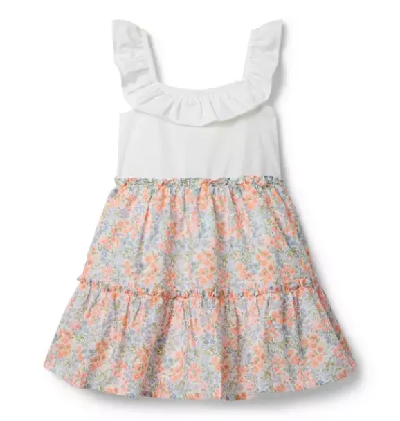 Janie and Jack Dresses|Swim Outfits-Ditsy Floral Ruffle Tiered Dress white ditsy floral