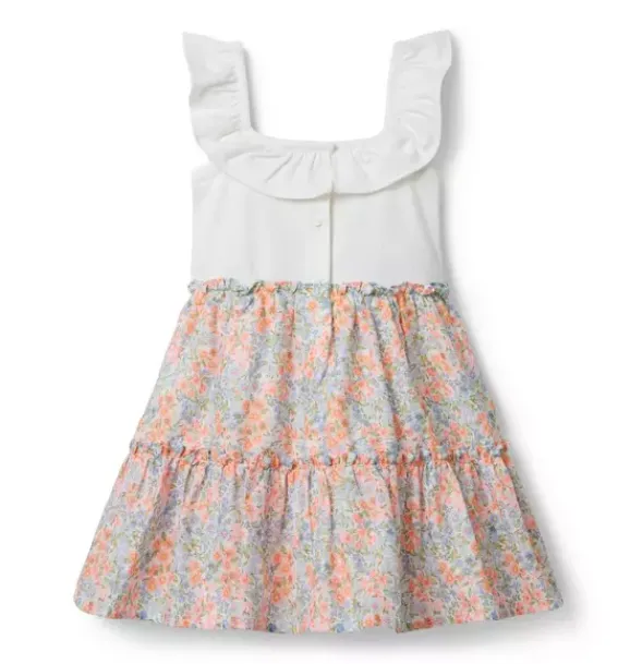 Janie and Jack Dresses|Swim Outfits-Ditsy Floral Ruffle Tiered Dress white ditsy floral
