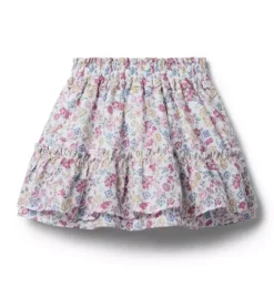 Janie and Jack Skirts & Shorts-Ditsy Floral Tiered Smocked Skirt seashell ecru ditsy floral
