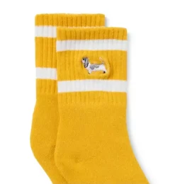 Janie and Jack Socks-Dog Crew Sock bright yellow