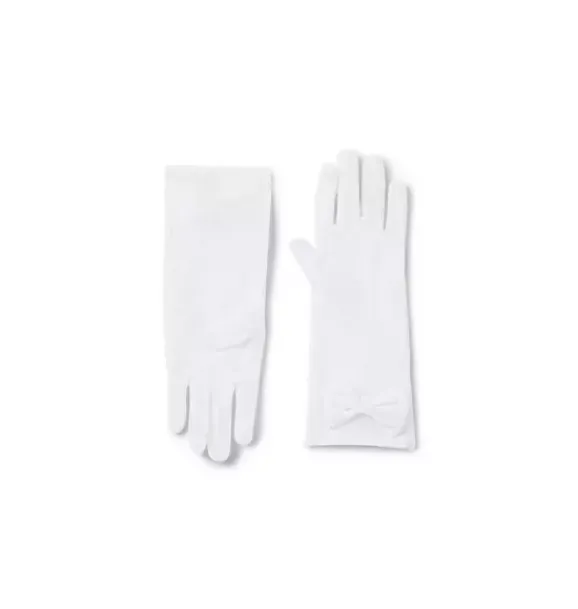 Janie and Jack Hats, Scarves, & Gloves-Dot Bow Glove white