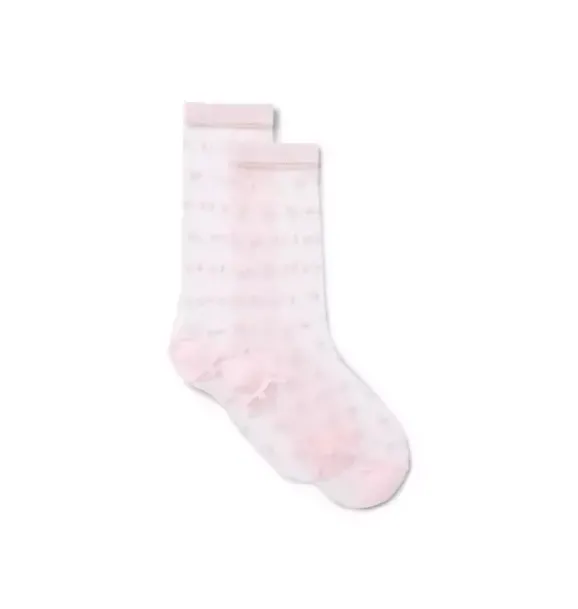 Janie and Jack Socks & Tights-Dot Sheer Sock pale pink