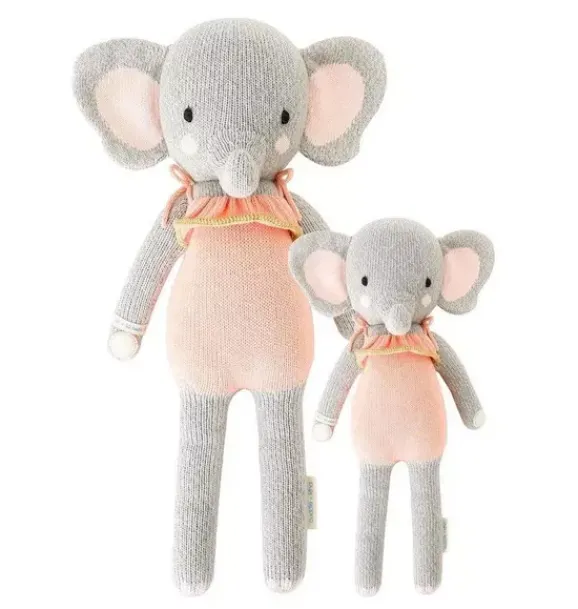 Janie and Jack Stuffed Animals-Eloise the elephant light/pastel pink