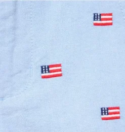 Janie and Jack Shorts-Embroidered Flag Oxford Short ocean air heather flag