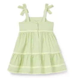 Janie and Jack Dresses-Embroidered Floral Bow Dress celery field