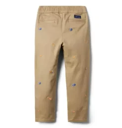 Janie and Jack Pants-Embroidered Football Twill Pant jack khaki football