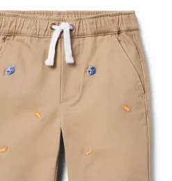 Janie and Jack Pants-Embroidered Football Twill Pant jack khaki football