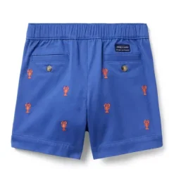 Janie and Jack Shorts-Embroidered Lobster Pull-On Short surf blue lobster