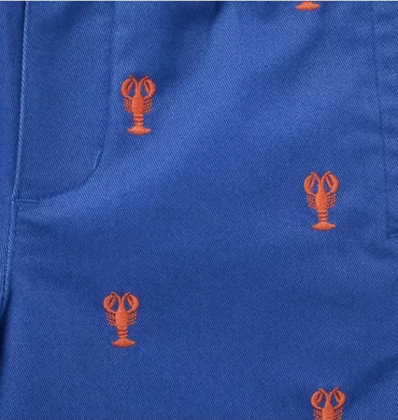 Janie and Jack Shorts-Embroidered Lobster Pull-On Short surf blue lobster